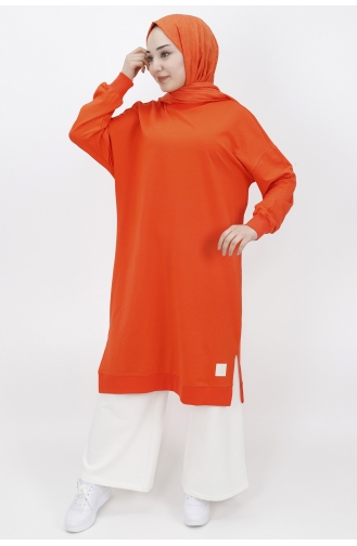 İki İplik Kumaş Uzun Basic Sweat 30645-02 Oranj