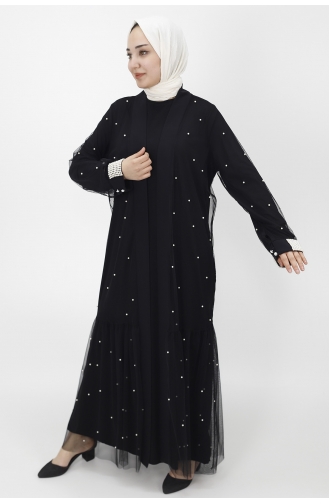 Schwarz Hijab-Abendkleider 3013-01