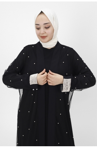 Schwarz Hijab-Abendkleider 3013-01