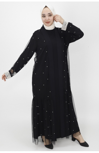 Schwarz Hijab-Abendkleider 3013-01