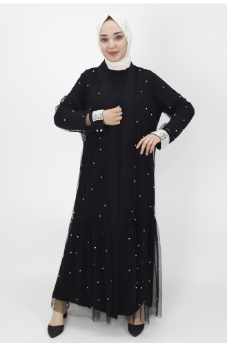 Schwarz Hijab-Abendkleider 3013-01