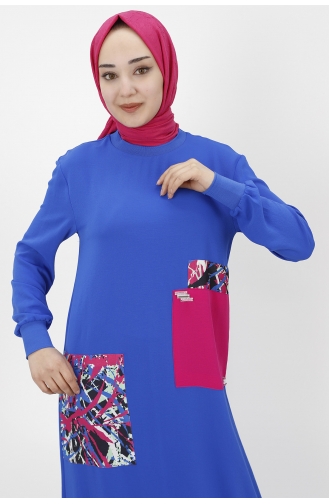 Saks-Blau Hijab Kleider 12434-01
