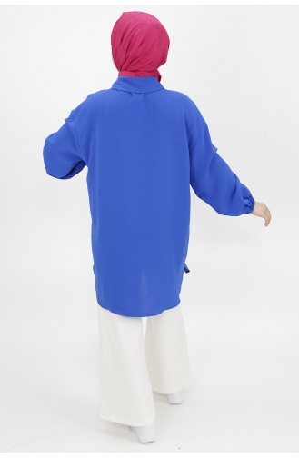 Motifli Salaş Tunik Gömlek 10228-02 Saks