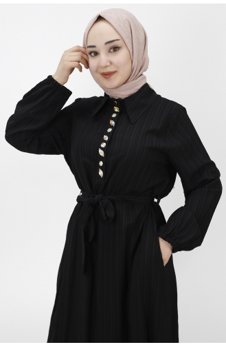 Schwarz Hijab Kleider 2039-02