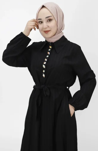 Schwarz Hijab Kleider 2039-02