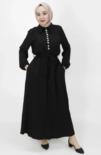 Schwarz Hijab Kleider 2039-02