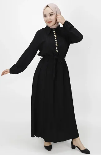 Schwarz Hijab Kleider 2039-02