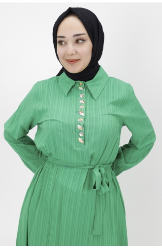 Grün Hijab Kleider 2039-03