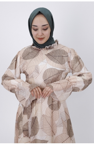 Beige Hijab Kleider 400-01