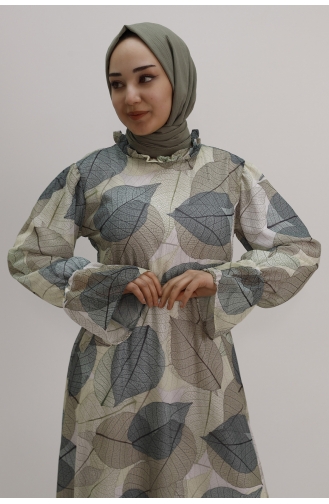 Unreife Mandelgrün Hijab Kleider 400-03
