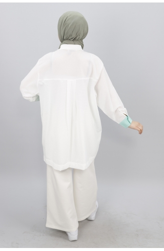 Bürümcük Kumaş Çizgili Salaş Gömlek 21361-01 Yeşil