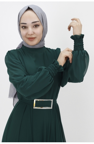 Smaragdgrün Hijab-Abendkleider 10003-04