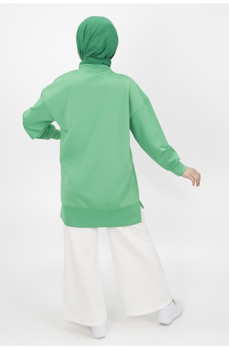İki İplik Kumaş Zincir Detayli Sweat 23213-01 Yeşil
