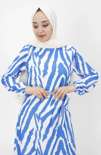 Jessica Kumaş Büzgülü Elbise 3032-02 Saks