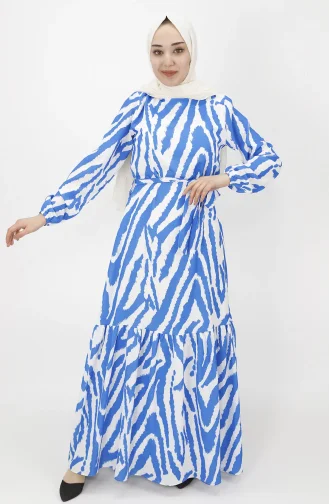 Jessica Kumaş Büzgülü Elbise 3032-02 Saks