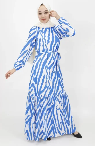 Jessica Kumaş Büzgülü Elbise 3032-02 Saks