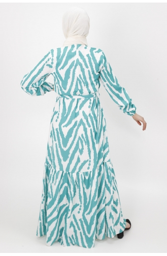 Grün Hijab Kleider 3032-03