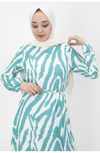 Grün Hijab Kleider 3032-03