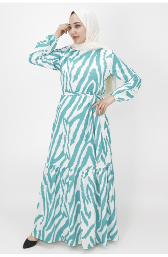 Grün Hijab Kleider 3032-03