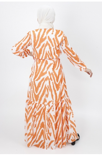 Orange Hijab Kleider 3032-04