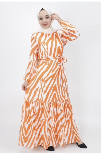 Orange Hijab Kleider 3032-04