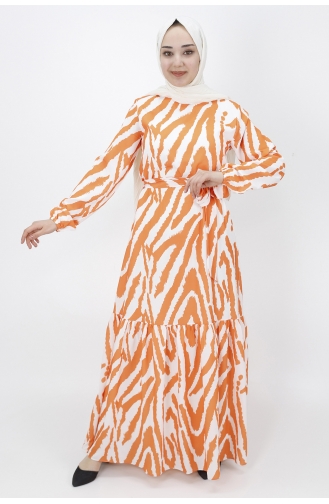 Orange Hijab Kleider 3032-04