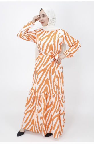 Orange Hijab Kleider 3032-04