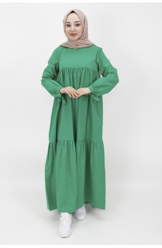 Kolu Bağlama Detayli Salaş Elbise 70043-03 Yeşil