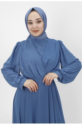Indigo Hijab Evening Dress 10002-04