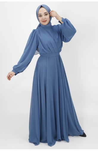 Indigo Hijab Evening Dress 10002-04