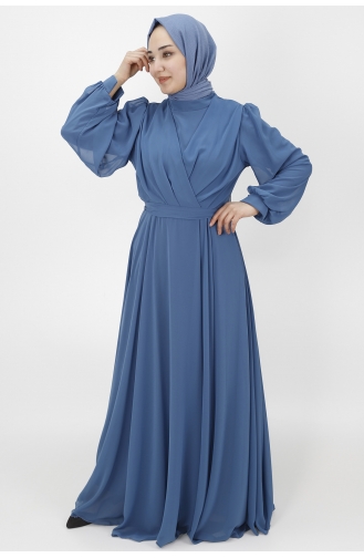 Indigo Hijab Evening Dress 10002-04