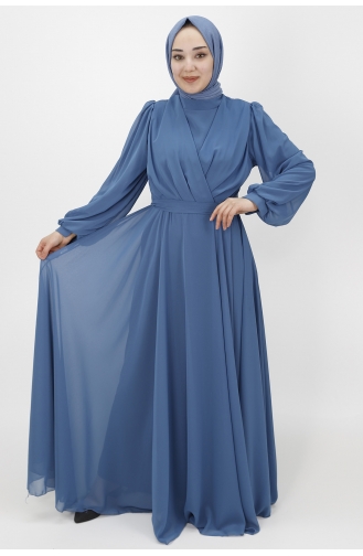 Indigo Hijab Evening Dress 10002-04