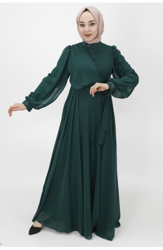 Smaragdgrün Hijab-Abendkleider 10004-01