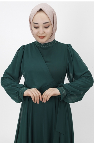Smaragdgrün Hijab-Abendkleider 10004-01