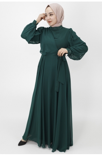 Smaragdgrün Hijab-Abendkleider 10004-01