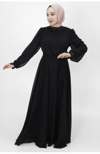 Schwarz Hijab-Abendkleider 10004-02