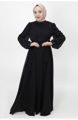 Schwarz Hijab-Abendkleider 10004-02