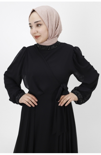 Schwarz Hijab-Abendkleider 10004-02