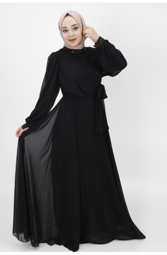 Schwarz Hijab-Abendkleider 10004-02