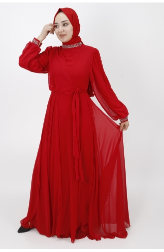 Weinrot Hijab-Abendkleider 10004-03