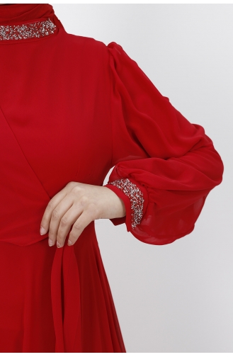 Weinrot Hijab-Abendkleider 10004-03