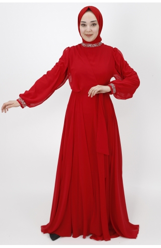 Weinrot Hijab-Abendkleider 10004-03