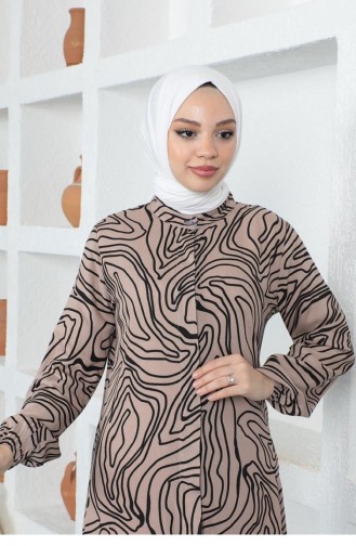 Hakim Yaka Tesettür Tunik Vizon