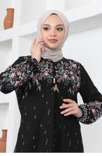 Schwarz Hijab Kleider 0285SGS.SYH