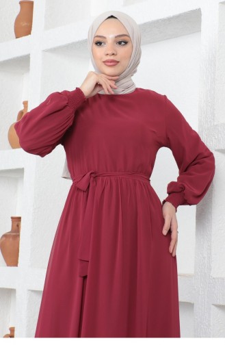 Weinrot Hijab-Abendkleider 14142