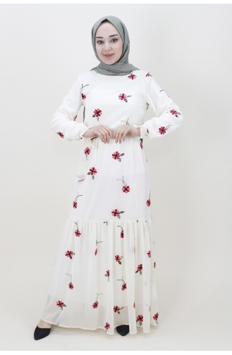 Ecru Hijab Dress 3038-04