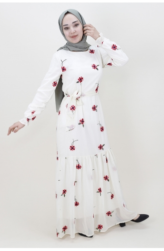 Ecru Hijab Dress 3038-04