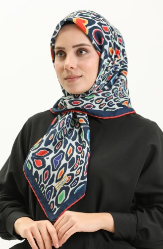 Minelli Soft Eşarp 2026-04 Açık Lacivert Turuncu