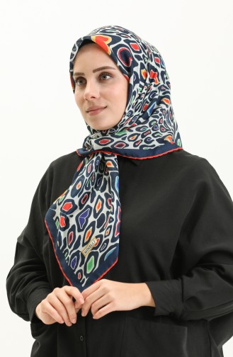 Minelli Soft Eşarp 2026-04 Açık Lacivert Turuncu