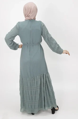 Unreife Mandelgrün Hijab Kleider 3041-01